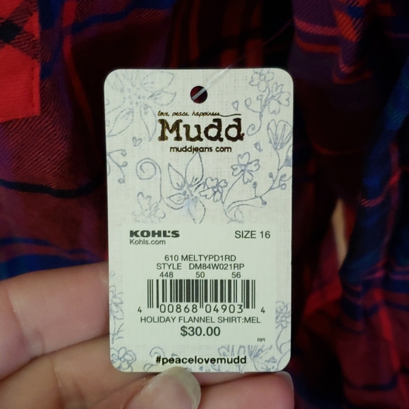 NWT! MUDD button down flannel, size 16 - Picture 4 of 6